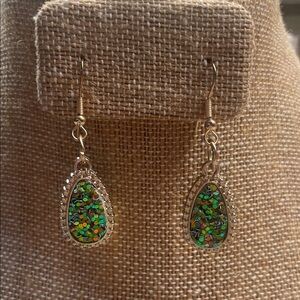Sparkling Green Teardrop Earrings